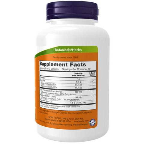 Now Foods, Pygeum & Saw Palmetto Extract, 25 mg/80 mg, 120 Softgels