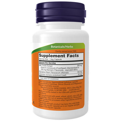 Now Foods, Double Strength Milk Thistle Extract Silymarin, 300 mg, 50 Veg Caps