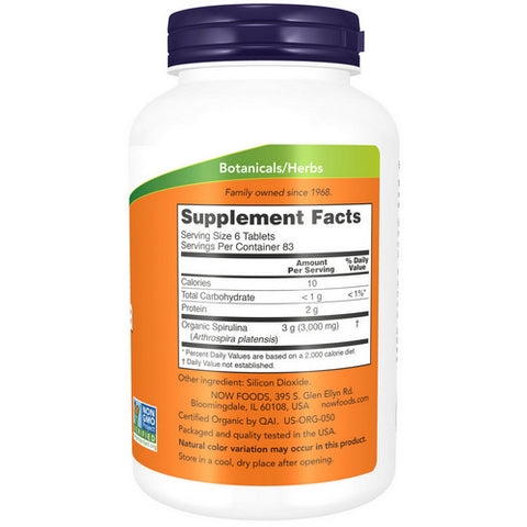 Now Foods, Spirulina, 500 mg, 500 Tabs