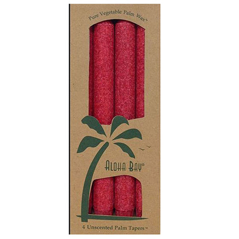 Aloha Bay, Dripless Tapers Coconut Wax Blend, Red, 4 Pack