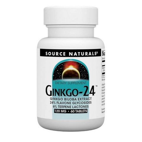 Source Naturals, Ginkgo-24 Biloba Extract, 120 MG, 60 Tabs