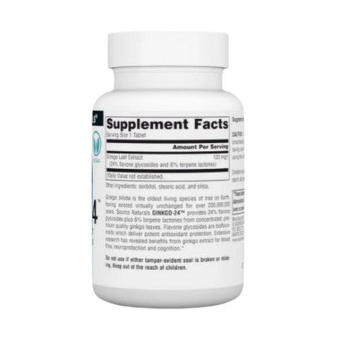 Source Naturals, Ginkgo-24 Biloba Extract, 120 MG, 120 Tabs Source Naturals