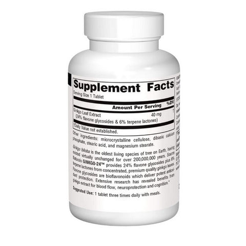 Source Naturals, Ginkgo-24 Biloba Extract, 40 MG, 60 Tabs