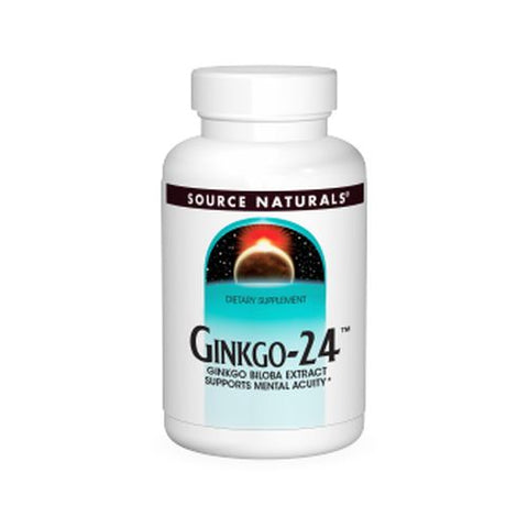 Source Naturals, Ginkgo-24 Biloba Extract, 60 MG, 60 Tabs