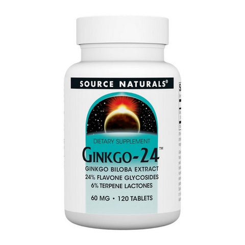 Source Naturals, Ginkgo-24 Biloba Extract, 60 MG, 120 Tabs