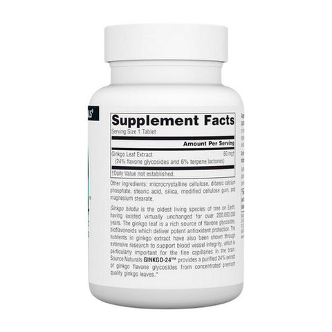 Source Naturals, Ginkgo-24 Biloba Extract, 60 MG, 120 Tabs