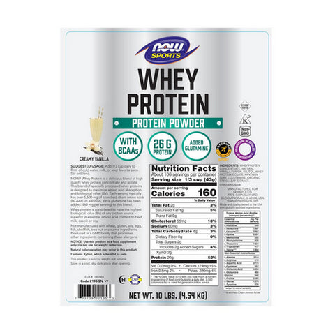 Now Foods, Whey Protein, Natural Vanilla, 10 lbs
