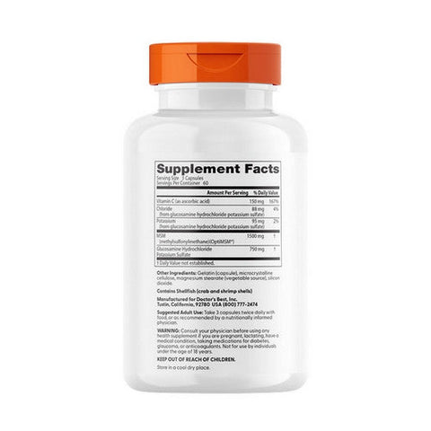 Doctors Best, Synergistic Glucosamine MSM Formula With OptiMSM, 180 Capsules Doctors Best