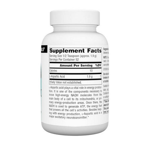 Source Naturals, L-Aspartic Acid Powder, 3.53 oz (100 gms)