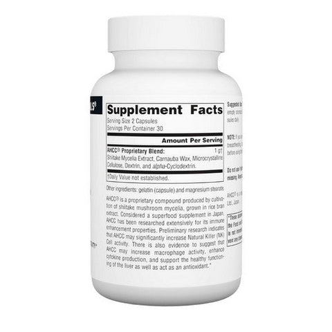Source Naturals, AHCC with BioPerine, 500 mg, W/o Bioperine 60 Caps Source Naturals