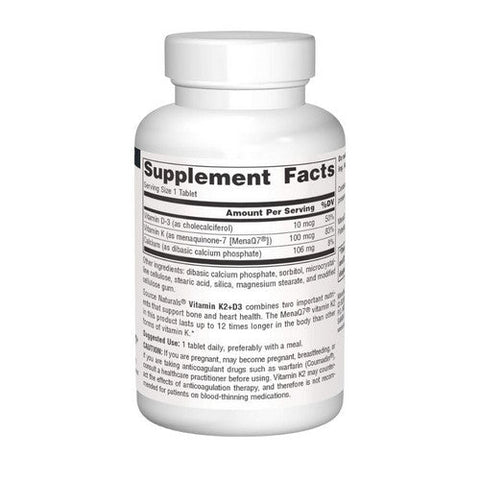 Source Naturals, Vitamin K2 Plus D3, 1000 Mcg, 60 Tabs Source Naturals