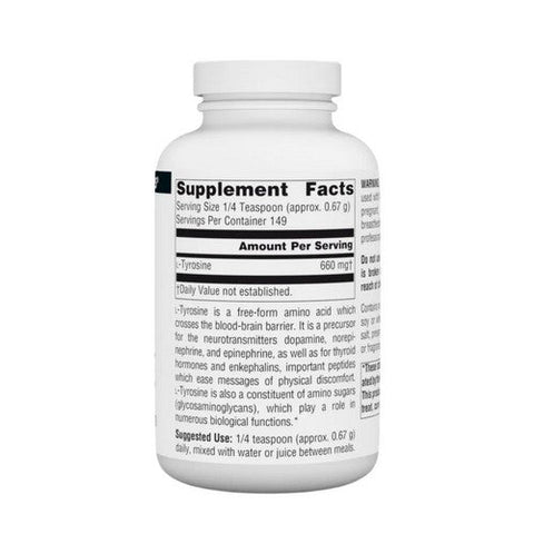 Source Naturals, L-Tyrosine, Powder 100 gm 3.53 Oz Source Naturals
