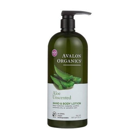 Avalon Organics, Hand & Body Lotion, Aloe Unscented, 32 Oz