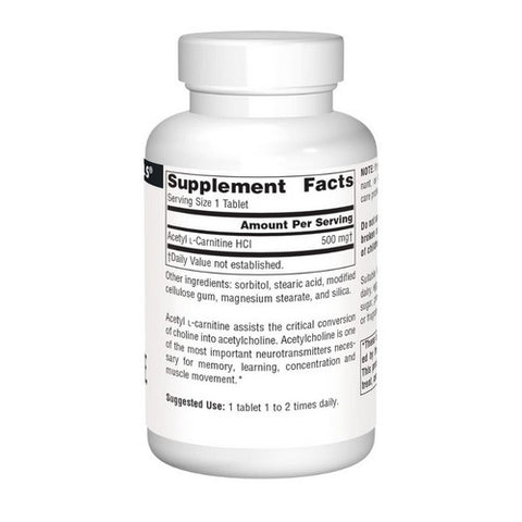 Source Naturals, Acetyl L-Carnitine, 500 mg, 60 Tabs