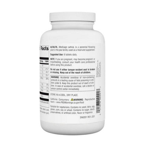 Source Naturals, Alfalfa, 648 Mg, 250 Tabs Source Naturals