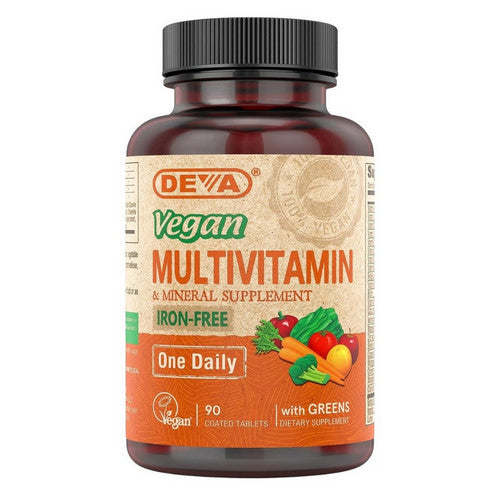 Deva Vegan Vitamins, Vegan Multivitamin And Mineral Supplement Iron Free, 90 Tab