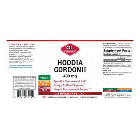 Olympian Labs, Hoodia Gordonii, 400 mg, 60 caps Olympian Labs
