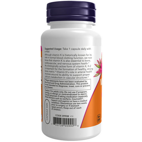 Now Foods, Vitamin K-2, 100 mcg, 100 Vcaps