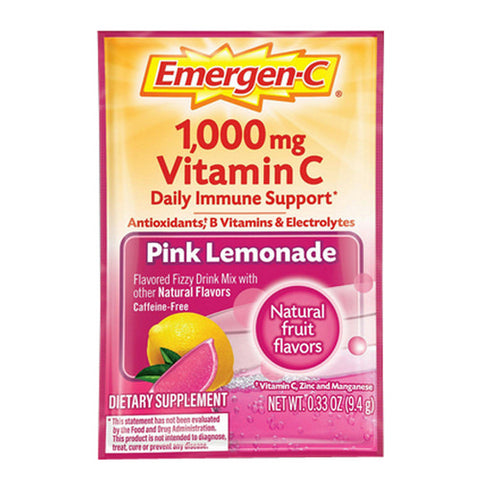 Emergen-C, Daily Immune Support Vitamin C Fizzy Drink Mix Pink Lemonade, 1000 Mg, Pack Of 30