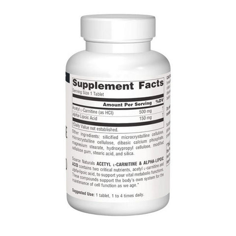 Source Naturals, Acetyl L-Carnitine And Alpha-Lipoic Acid, 650 Mg, 240 Tabs