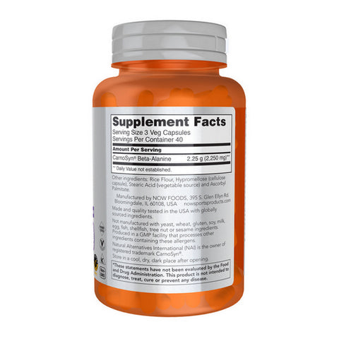 Now Foods, Beta Alanine, 750 mg, 120 Caps