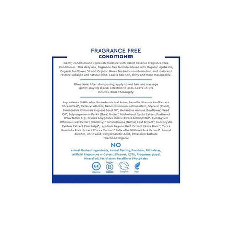 Desert Essence, Conditioner Fragrance Free, 8 Oz Desert Essence