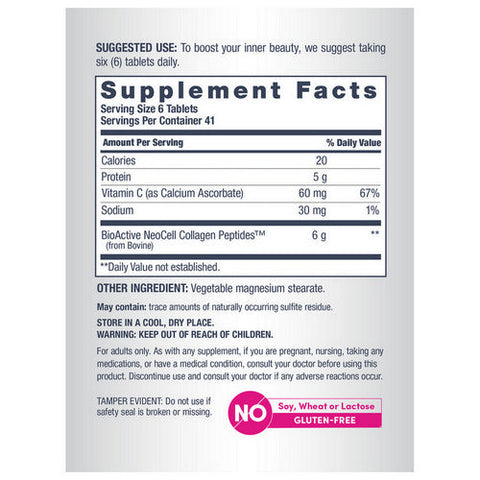 Neocell Laboratories, Grass-Fed Collagen Peptides Plus Vitamin C, 250 Tabs Neocell Laboratories