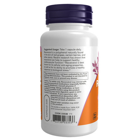 Now Foods, Natural Resveratrol, 200 Mg, 60 VCaps