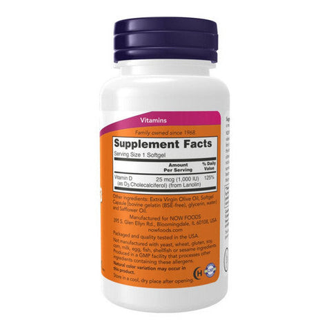 Now Foods, Vitamin D-3, 1,000 IU, 360 Softgels Now Foods