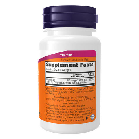 Now Foods, Vitamin D-3, 2000 IU, 240 Softgels