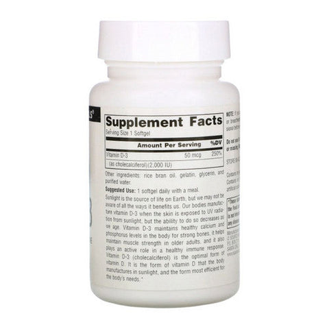 Source Naturals, Vitamin D-3, 2000 IU, 100 Softgels Source Naturals