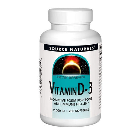 Source Naturals, Vitamin D-3, 2000 IU, 200 Softgels