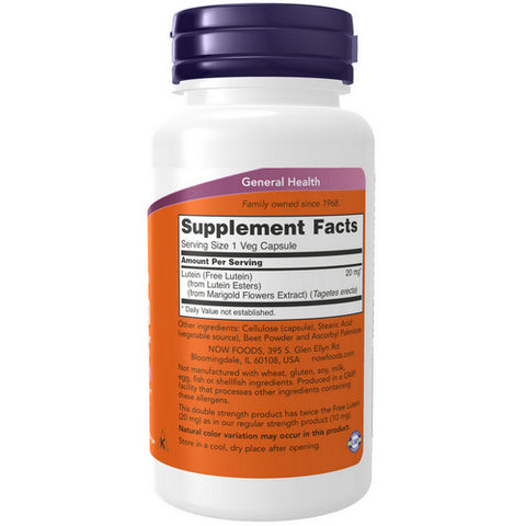 Now Foods, Lutein Double Strength, 20 mg, 90 Vcaps