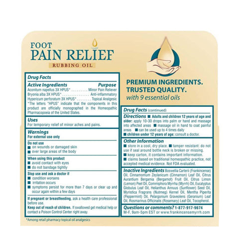 Frankincense & Myrrh, Foot Pain Relief Rubbing Oil, 2 Oz