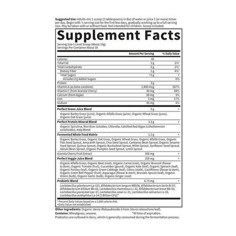 Garden of Life, Perfect Food Super Green Formula Powder, 10.58 Oz