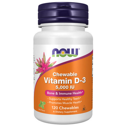 Now Foods, Vitamin D-3 Mint Chewables, 5000 IU, 120 Count