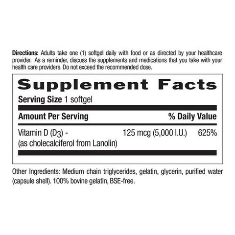 Country Life, Vitamin D3, 5000 IU, 200 Softgels