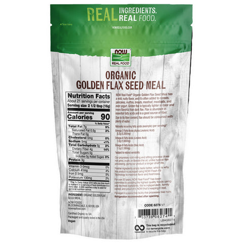 Now Foods, Golden Flax Seed Organic, Meal 12 oz