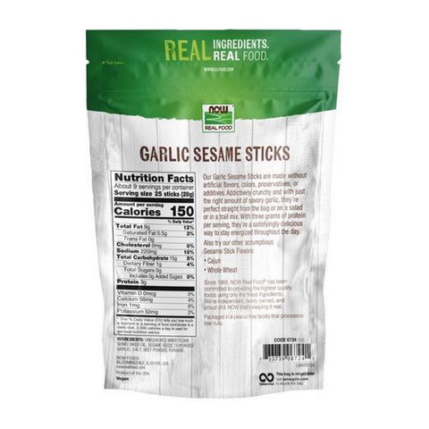 Now Foods, Sesame Sticks, Garlic 9 oz