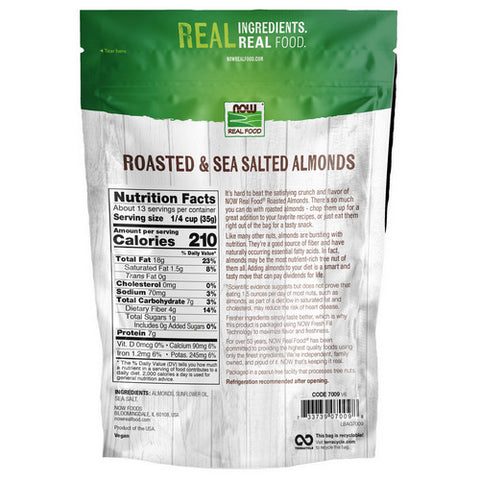 Now Foods, Roasted Almonds with Sea Salt, 1 lb