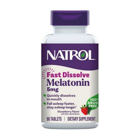 Natrol, Melatonin Fast Dissolve Strawberry, Stawberry 90 Tabs