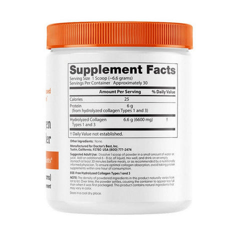 Doctors Best, Pure Collagen Types 1 And 3 Powder, 200 Grams Doctors Best