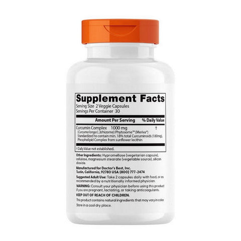 Doctors Best, Curcumin Phytosome with Meriva, 500 mg, 60 Veggie Caps Doctors Best
