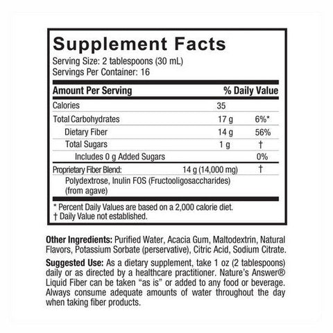 Nature's Answer, Liquid Fiber Natural Lemon-Lime, 16 Oz Nature's Answer