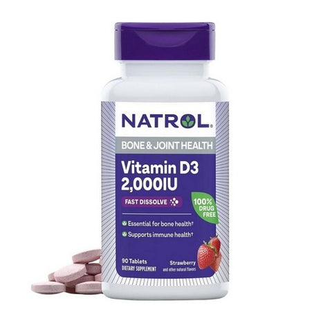 Natrol, Fast Dissolve Vitamin D3 Strawberry, 2000 IU, Minis, 90 tabs
