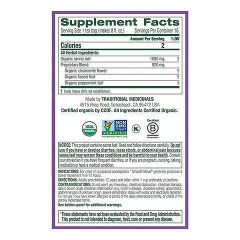 Traditional Medicinals, Smooth Move Chamomile Tea, 16 bags Traditional Medicinals