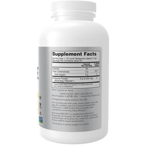 Now Foods, D-Ribose Powder 100% Pure, 1 lb