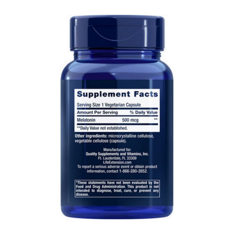 Life Extension, Melatonin, 500 mcg, 200 vcaps