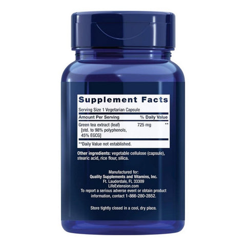 Life Extension, Mega Green Tea Extract (Lightly Caffeinated), 100 vcaps