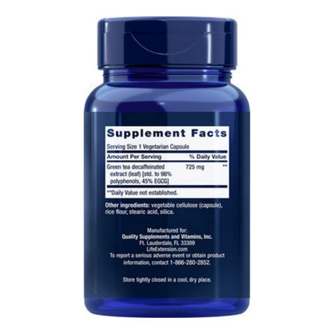 Life Extension, Decaffeinated Mega Green Tea Extract, 100 Veg Caps